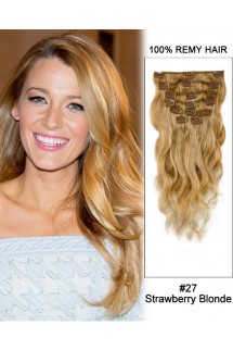 20” 7pcs #27 Strawberry Blonde Body Wave 100% Remy Hair Clip in Hair Extensions 20” 7pcs #27 Strawberry Blonde Body Wave 100% Remy Hair Clip in Hair Extensions